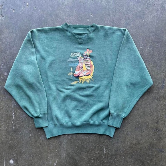 Vintage 90s Golf Embroidered Sweatshirt Size Large - Picture 1 of 4